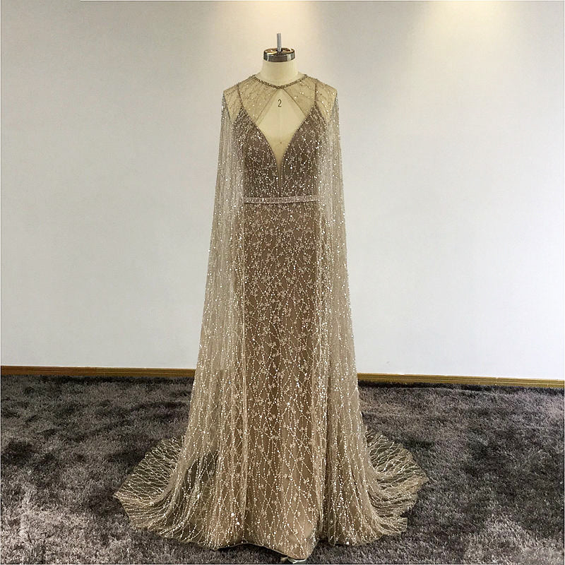 beautiful-gold-bridal-gown-with-cape-evening-dress-with-long-cape-tra
