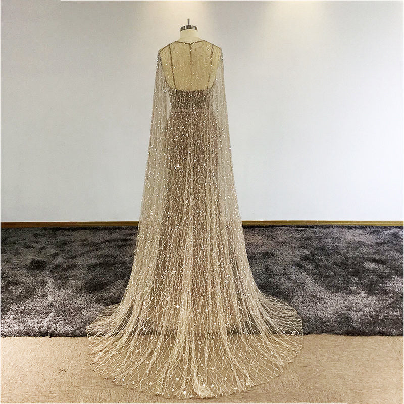 beautiful-gold-bridal-gown-with-cape-evening-dress-with-long-cape-tra
