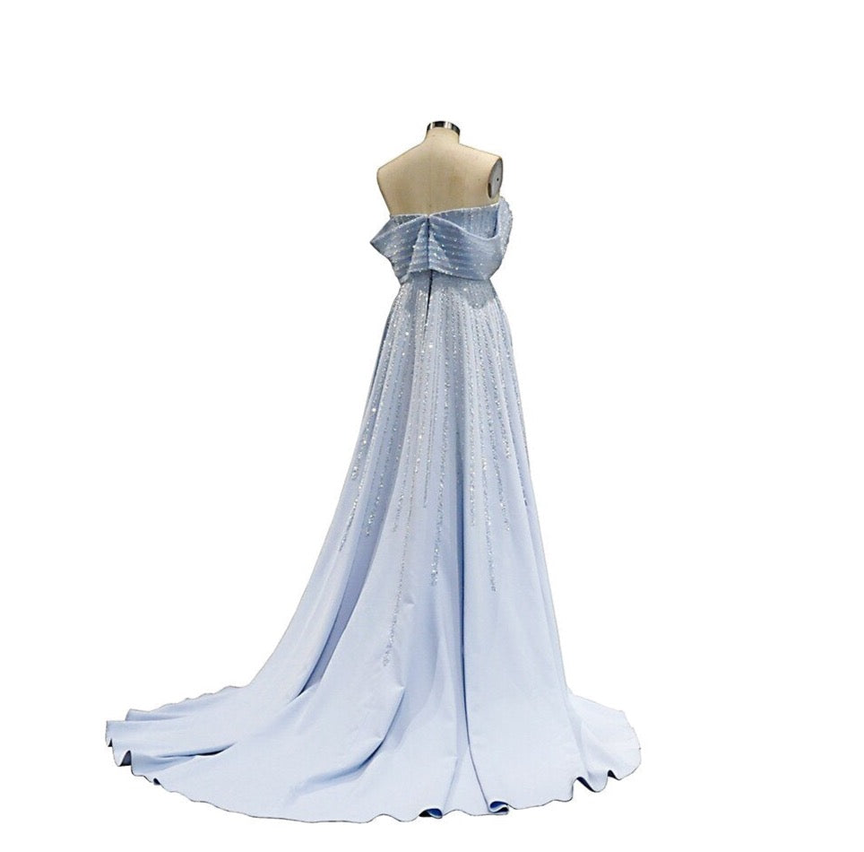 Blue Wedding Dress in Blue Crystal Beading, Unique Blue Bridal Gown or Lives of Sirens Blue Wedding Dress in Blue Crystal Beading, Unique Blue Bridal Gown or Lives of Sirens