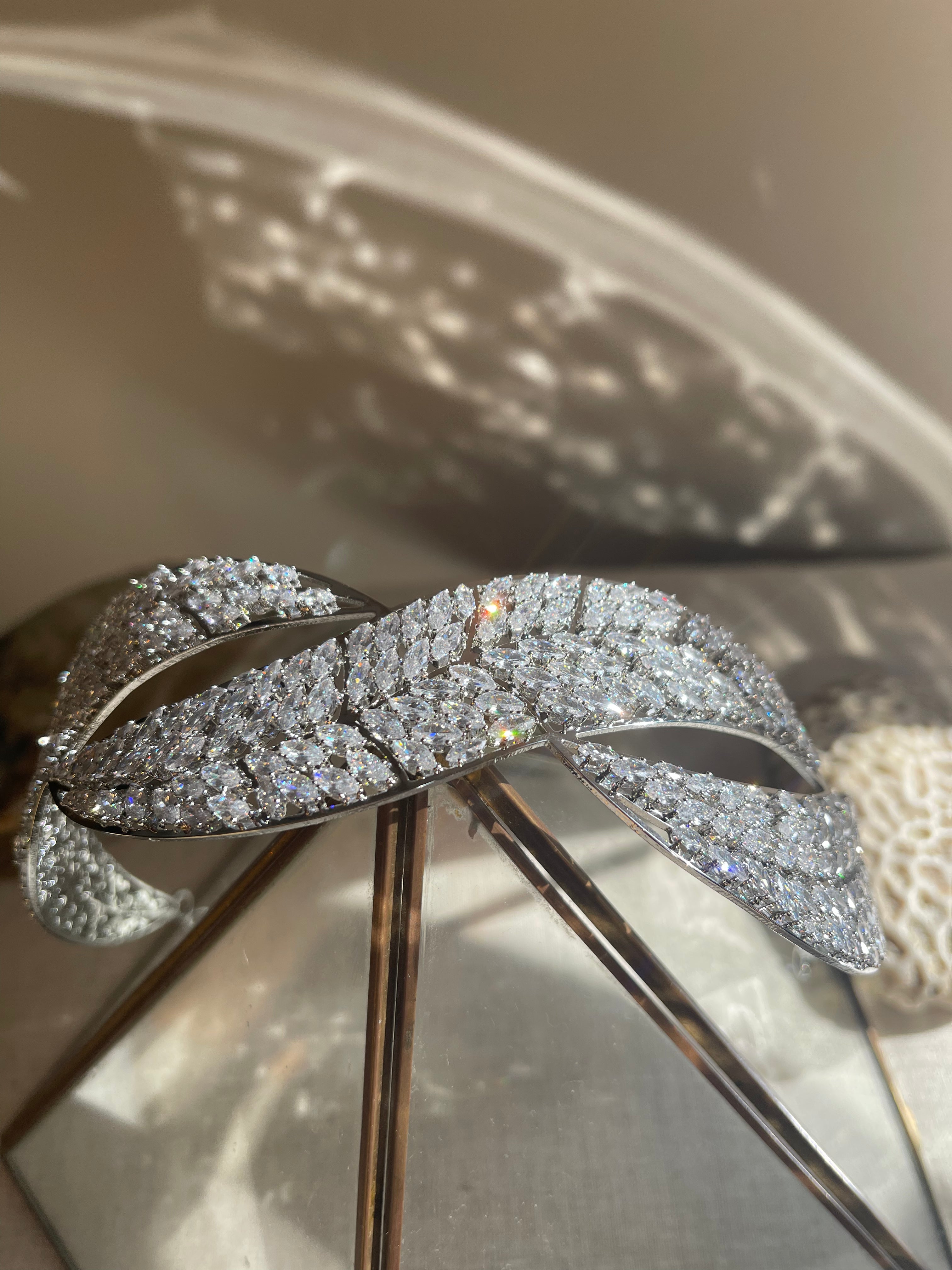 Sparkling Cubic Zirconia Tiara, Unique Crystal Headband For Glamorous Wedding, Gala or Occasion ~ Artio
