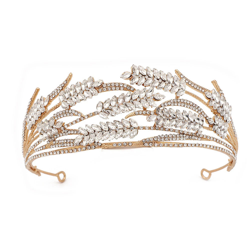 Botanical Bridal Wedding Crown, Unique harvest Festival Headpiece in Silver Black & Gold ~ Meadow