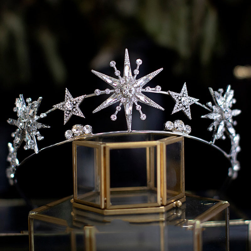ALTURA - Unique Celestial  Bridal Tiara, Festival Star Crown in European Crystal.