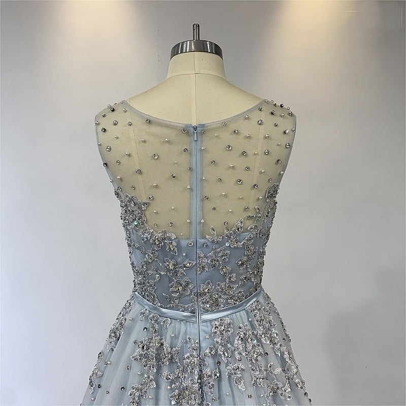 Amelie - Tulle Blue Bridal Gown, formal or evening dress with 1950's flair.