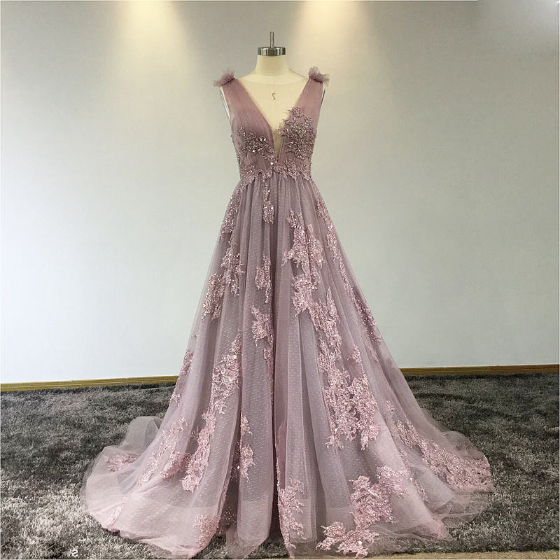 Wren - Antique Dusky Pink Lace Wedding Dress, Bridesmaid or Prom Dress