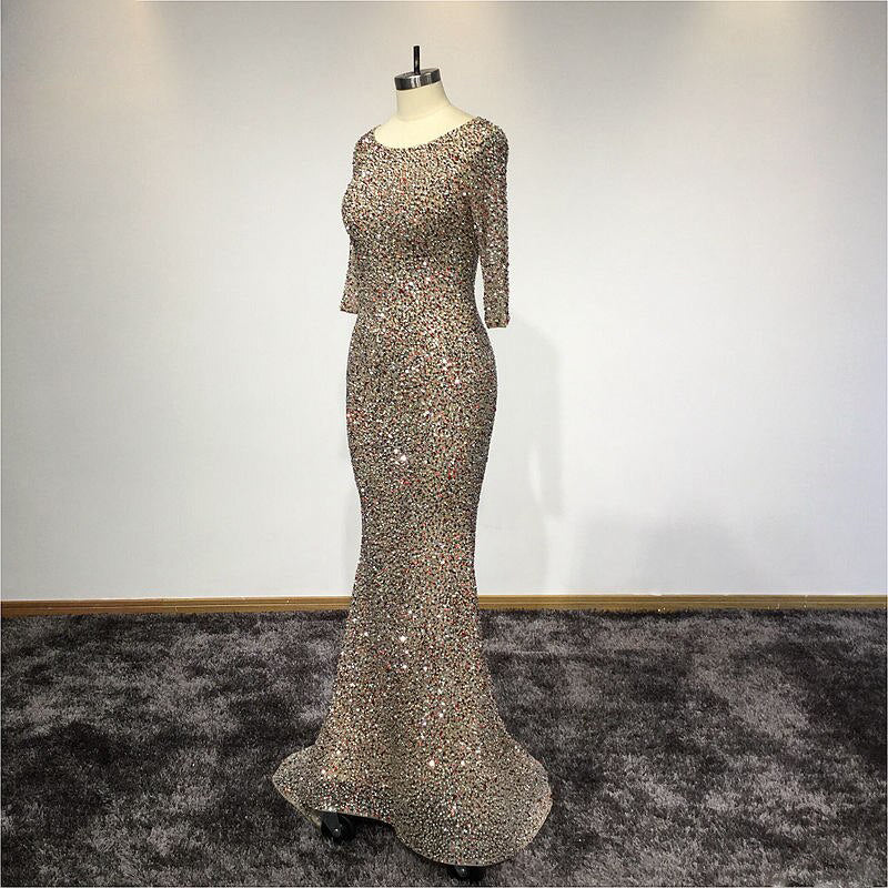 Modern Gold Beaded Wedding Dress or Black Tie Dress with Champagne and Lives of Sirens Modern Gold Beaded Wedding Dress or Black Tie Dress with Champagne and Lives of Sirens