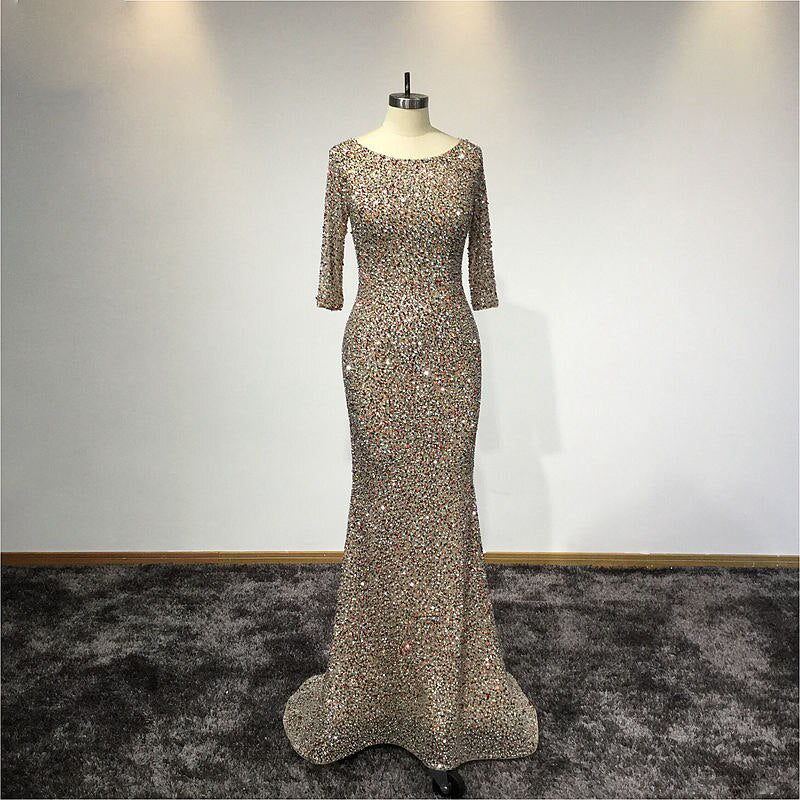 Hecate - Gatsby Beaded Wedding Dress in Gold, Champagne and Silver.