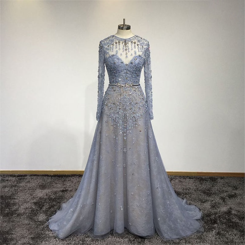 Viera - Unique & Elegant Powder Blue Bridal Gown or Formal Prom Dress.