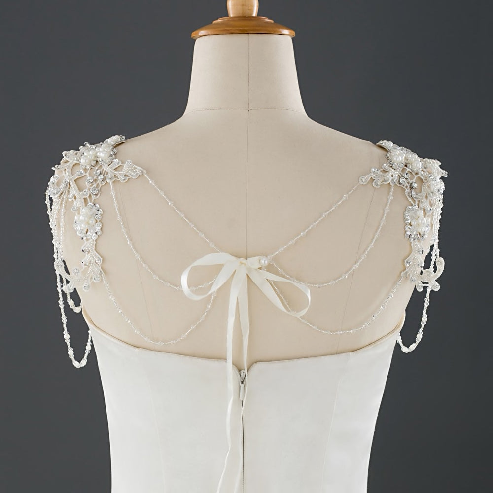 BLAISE - Stunning bridal pearl beaded cape/ shrug in Ivory.