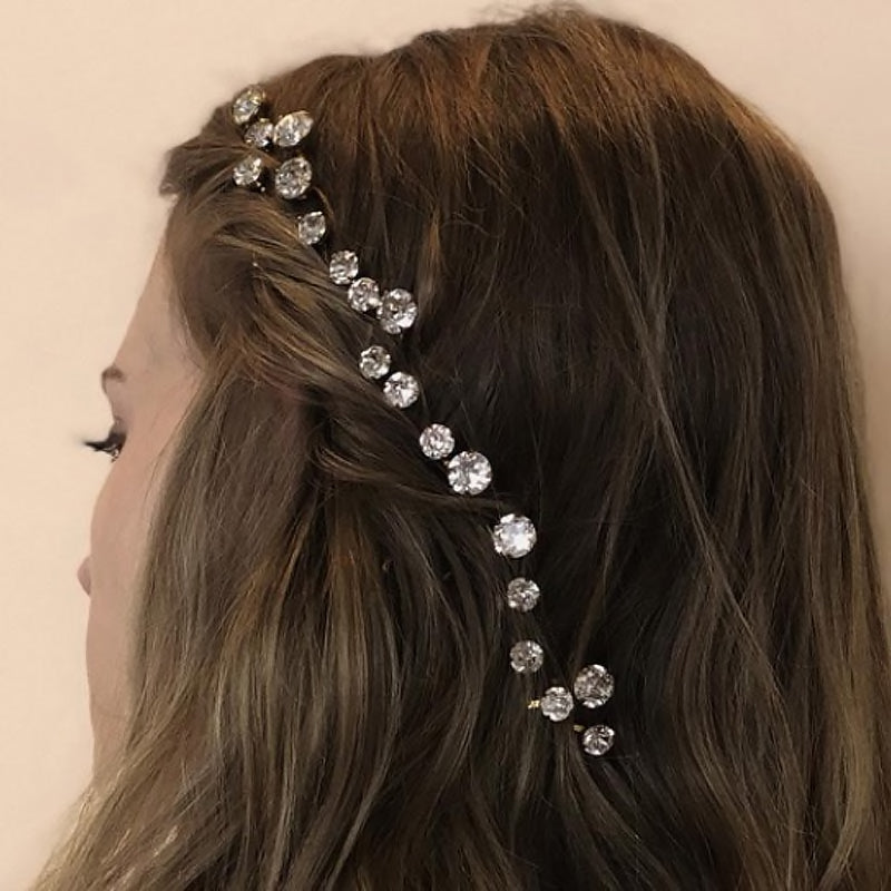 CIRCE - Crystal Stone Simple Bridal Hair Barrette, Set of twenty.