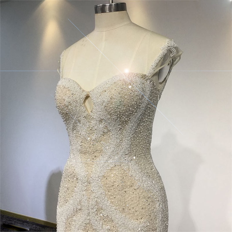 Emmanuel - Beautiful Beaded Hollywood Wedding Dress In Ivory & Champagne