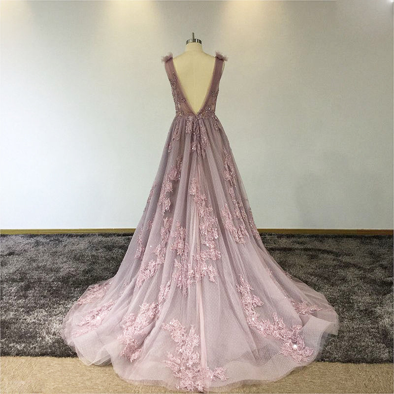 Wren - Antique Dusky Pink Lace Wedding Dress, Bridesmaid or Prom Dress
