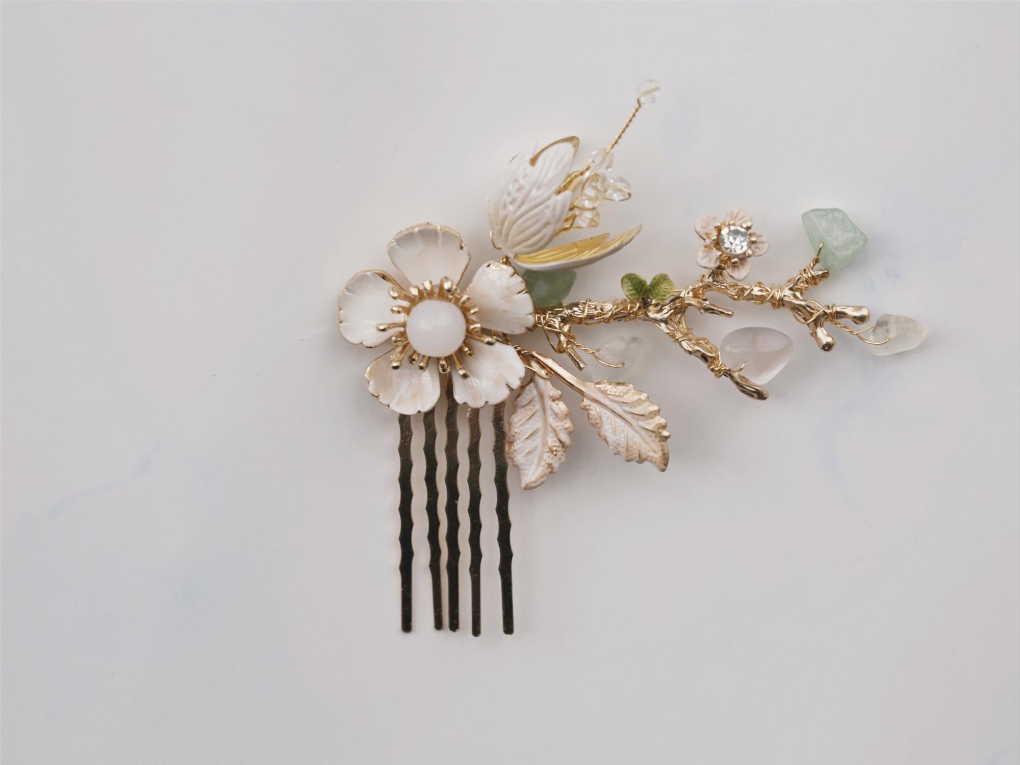 Floral Bridal Flower Girl Hair Accessories Side Comb Set of Three in Country Boho Theme ~ Lola