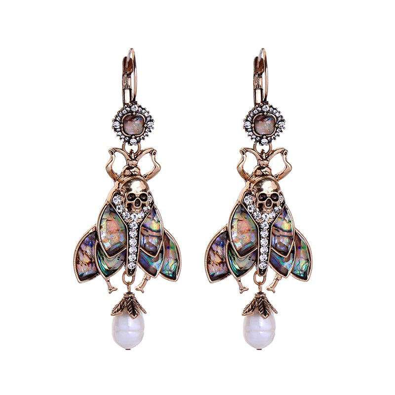 PROPHECY- Crystal & Mother of Pearl Earrings With Pearl Droplet Detail.