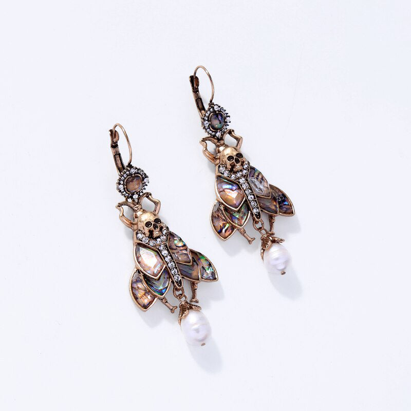 PROPHECY- Crystal & Mother of Pearl Earrings With Pearl Droplet Detail.