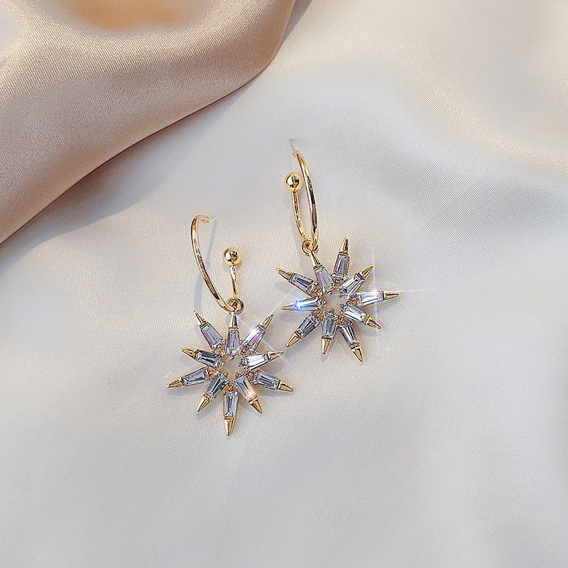 SKY - Modern Celestial Bridal Earrings, Shining Star Earrings in Real Crystal