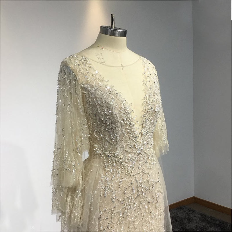 Stella - Champagne Ivory Beaded Bridal Gown, Gatsby Sparkling Wedding Dress